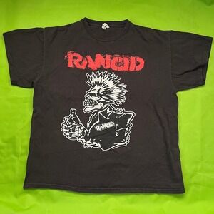 Rancid Punk Rock Band T-Shirt Mens Large Black Skeleton Mohawk Delta Pro VTG Y2k